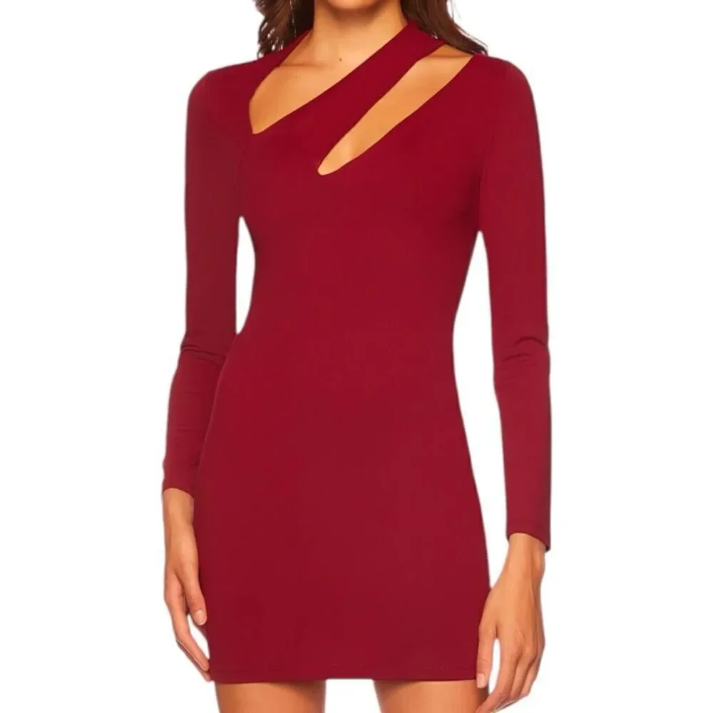 NEW Susana Monaco Diagonal Cut Out Mini‎ Dress in Black XLarge